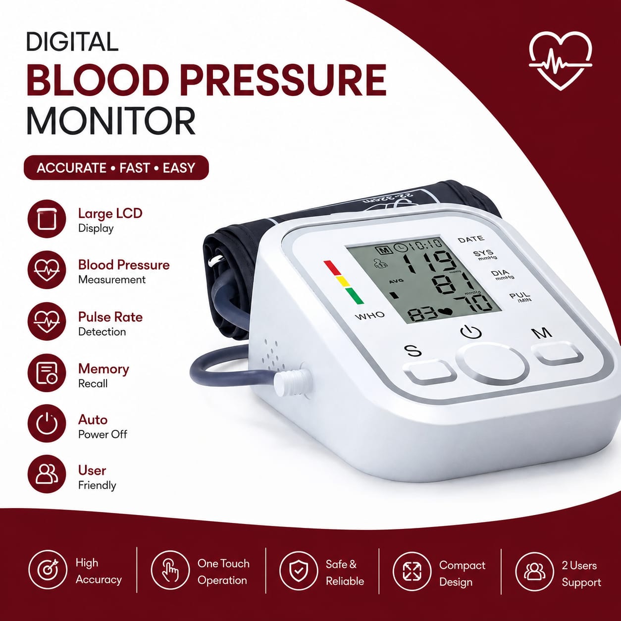 HealthGuard Automatic BP Monitor