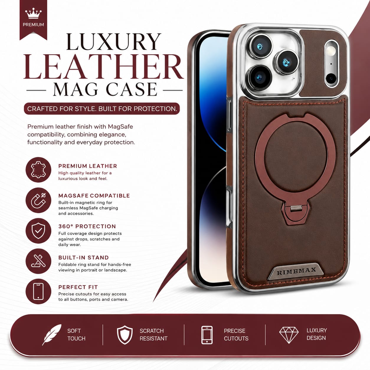 Luxury Leather Mag Case
