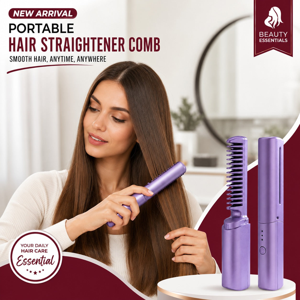 Portable Hair Straightener Comb